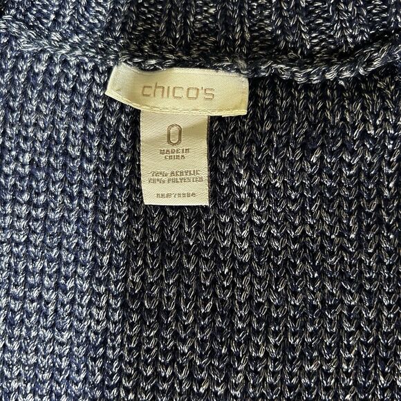 Chicos Womens Crochet Knit Cardigan Sweater Sleeveless Open Blue Chicos 0=Small - Picture 6 of 7